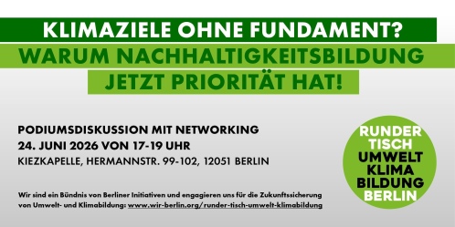 Infoflyer BNE Masterplan Berlin Podiumsdiskussion